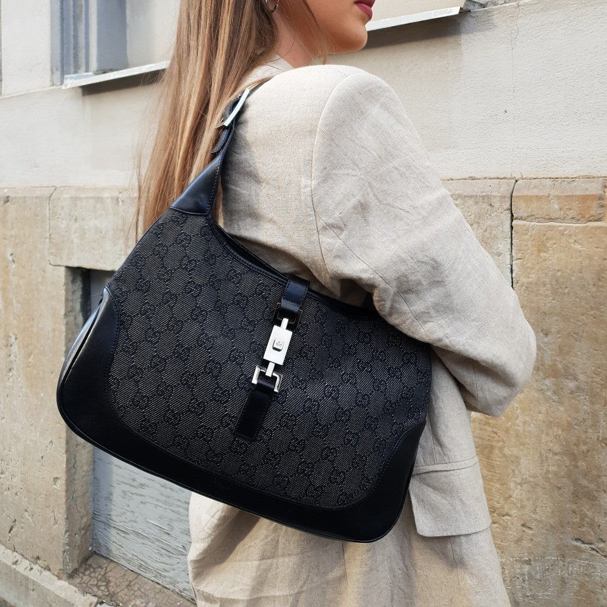 GUCCI black monogram jackie shoulderbag