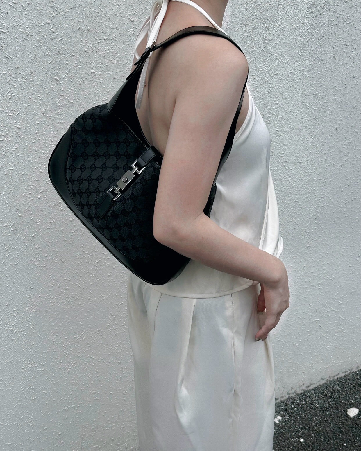 GUCCI black monogram jackie shoulderbag