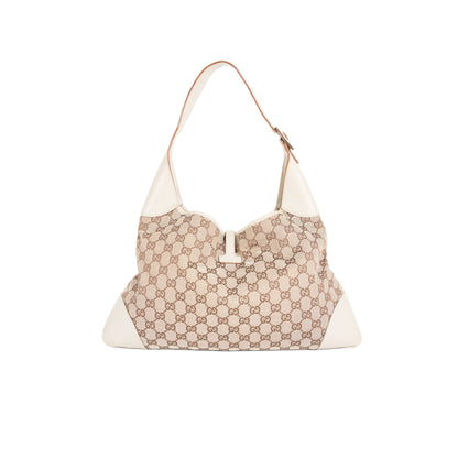 GUCCI beige monogram jackie shoulder bag