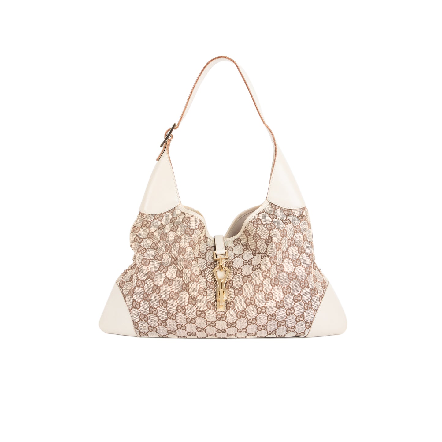 GUCCI beige monogram jackie shoulder bag