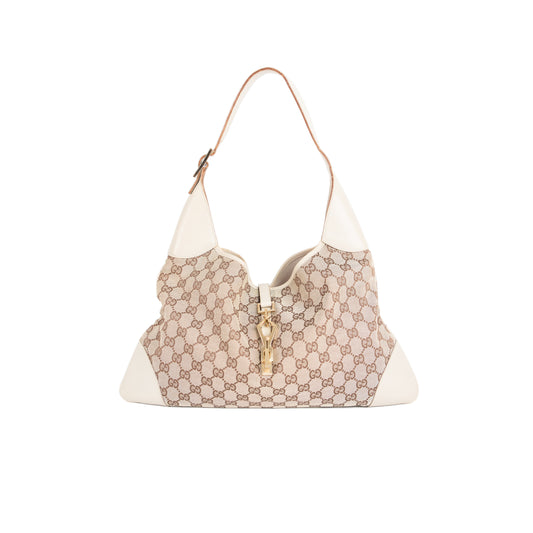 GUCCI beige monogram jackie shoulder bag