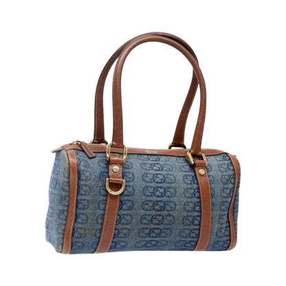 GUCCI denim abbey monogram boston bag