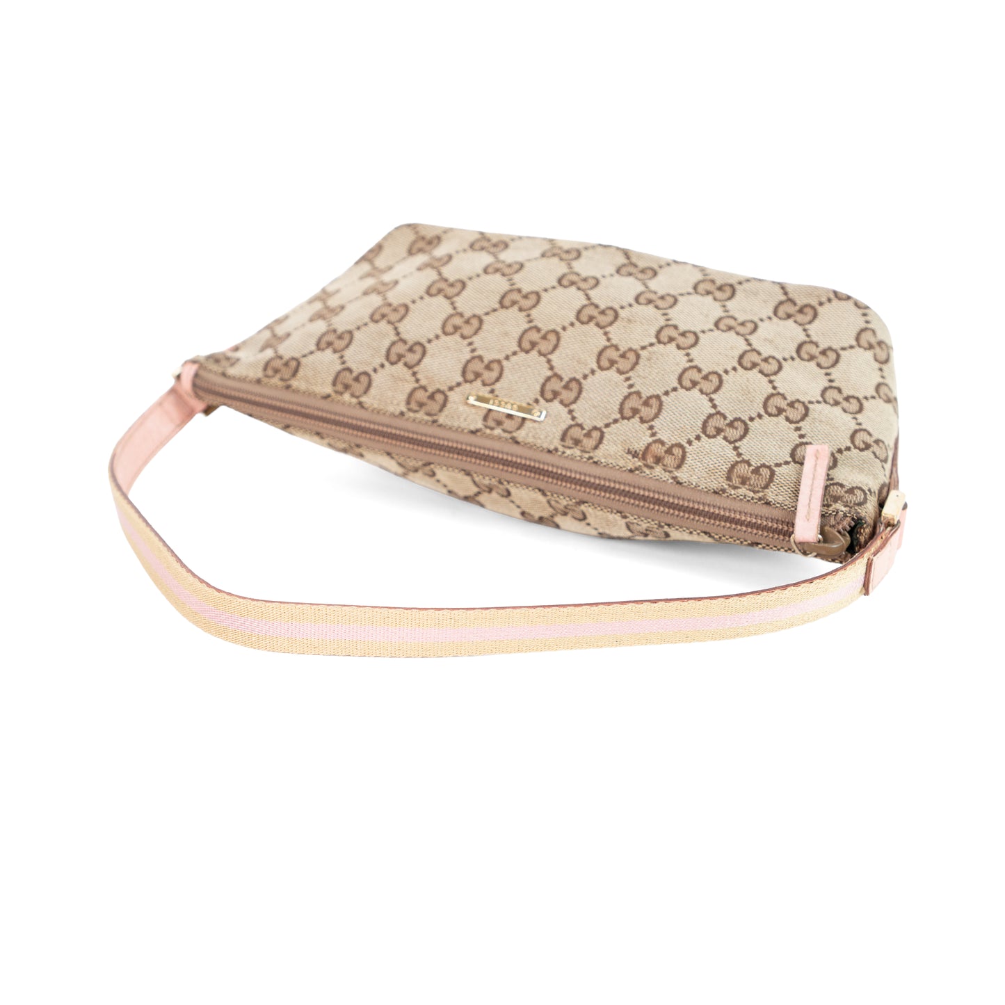 GUCCI monogram canvas boat w pink trim