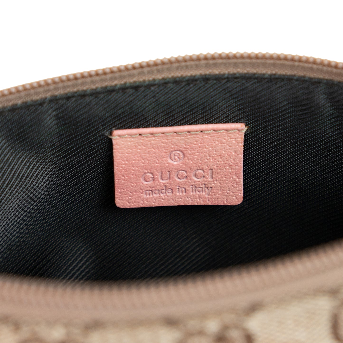 GUCCI monogram canvas boat w pink trim