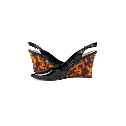 GUCCI vitello vernis wedges sz 38.5