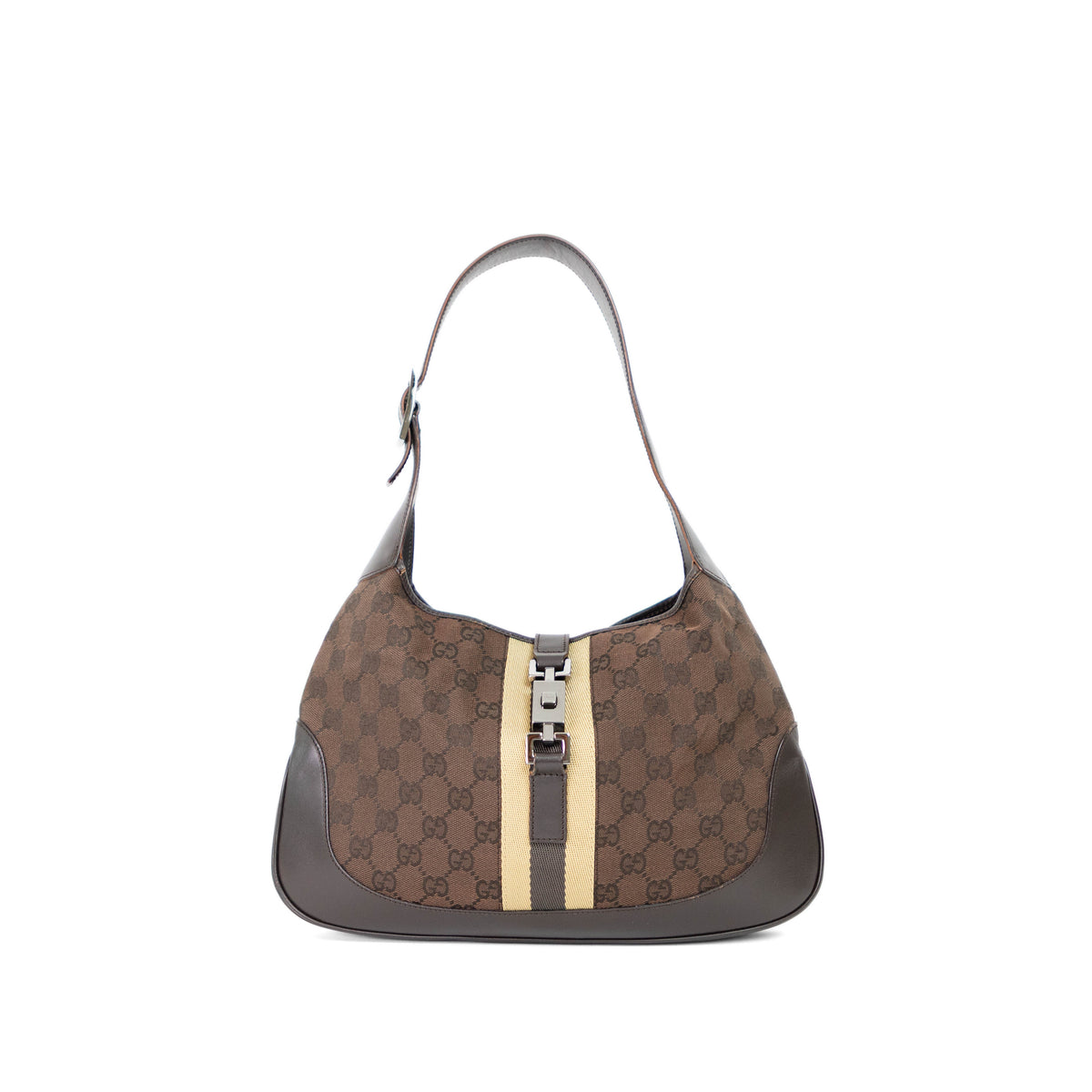 GUCCI Jackie o brown & beige stripe shoulderbag