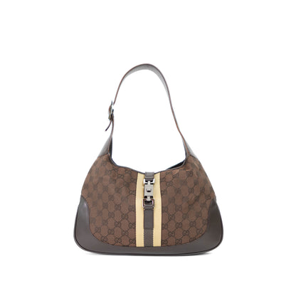 GUCCI Jackie o brown & beige stripe shoulderbag