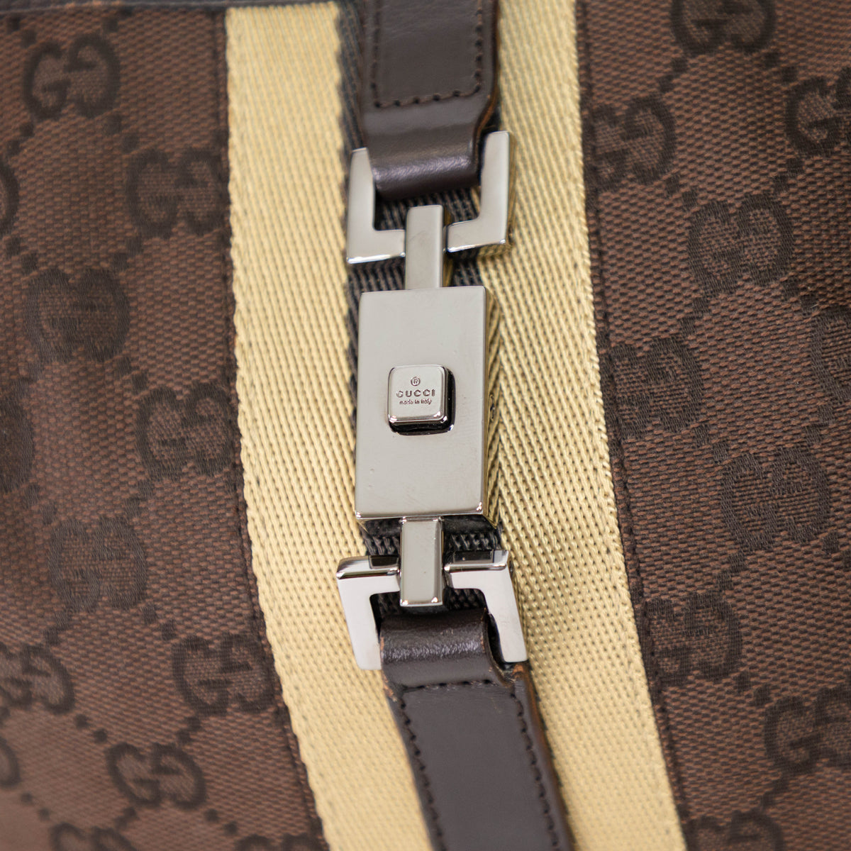 GUCCI Jackie o brown & beige stripe shoulderbag