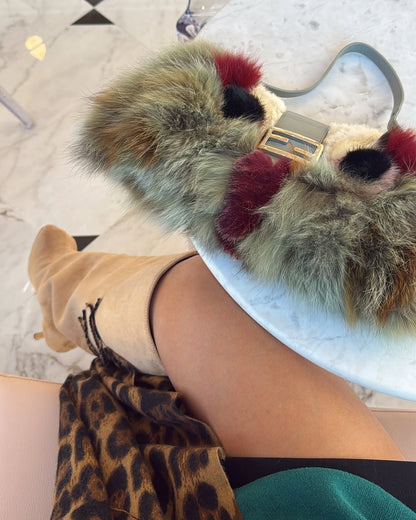 FENDI multicolor monster fur baguette handbag