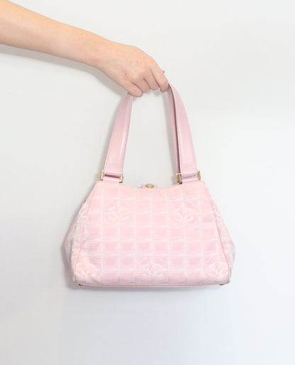 CHANEL pink travel line shoulderbag