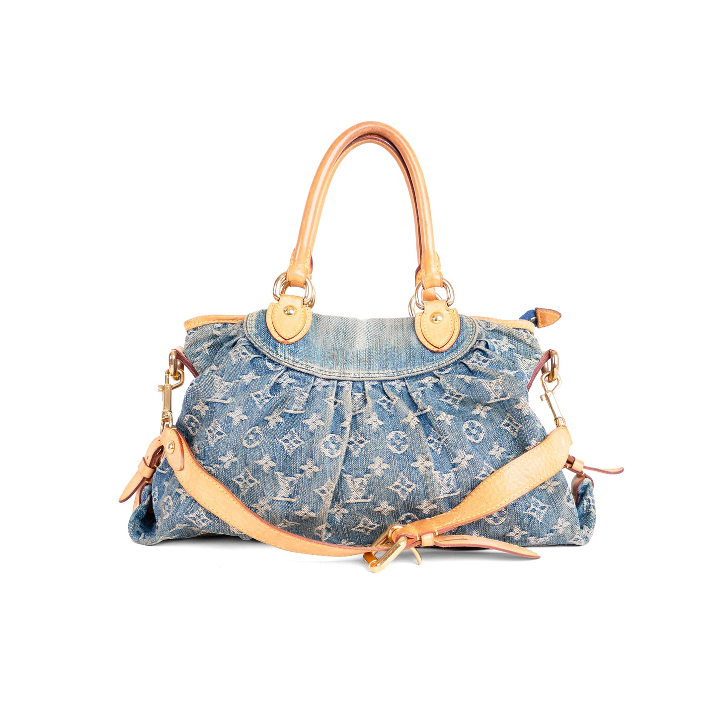 LOUIS VUITTON denim neo cabby mm with shoulder strap