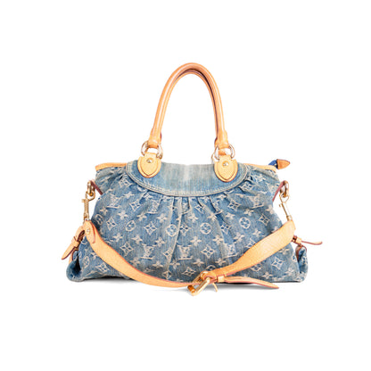 LOUIS VUITTON denim neo cabby mm with shoulder strap