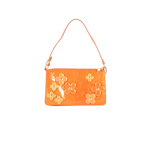 LOUIS VUITTON orange vernis floral lexington pochette