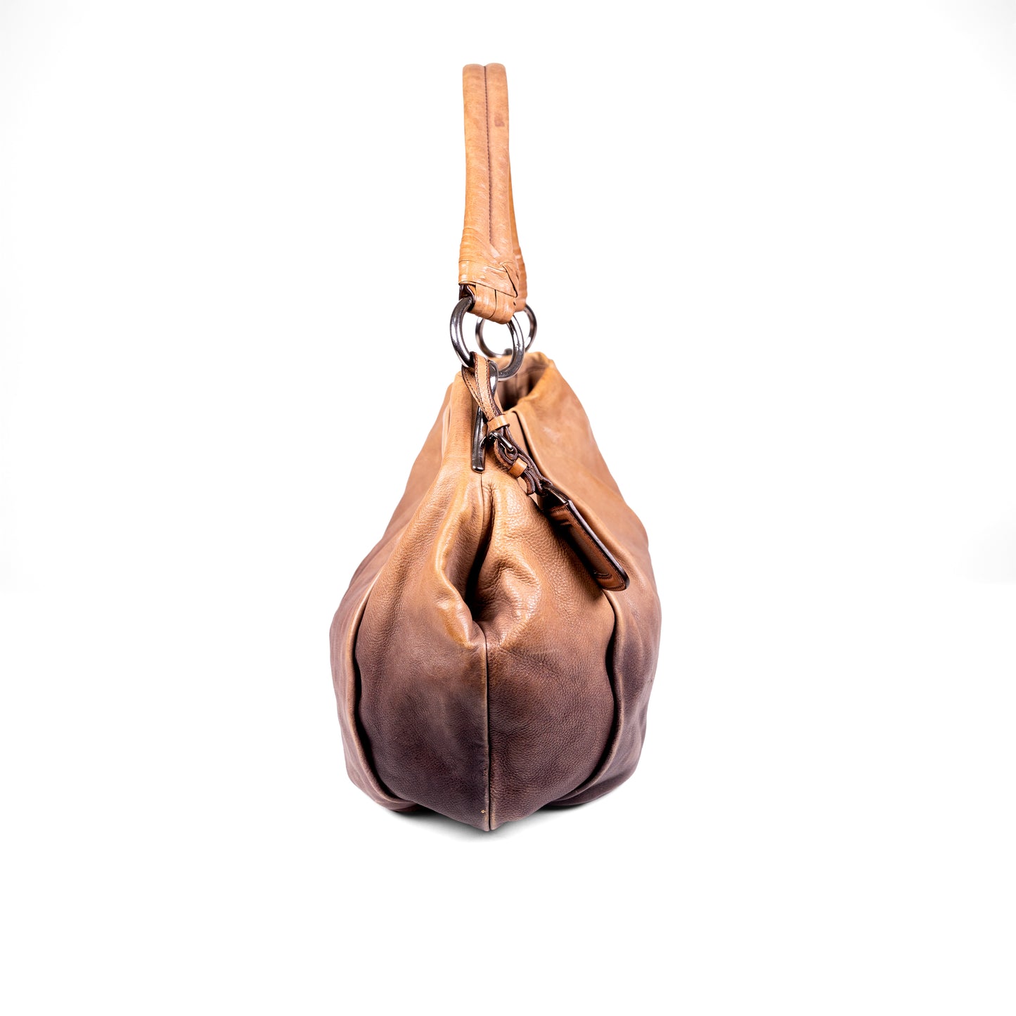 PRADA brown gradient leather hobo bag