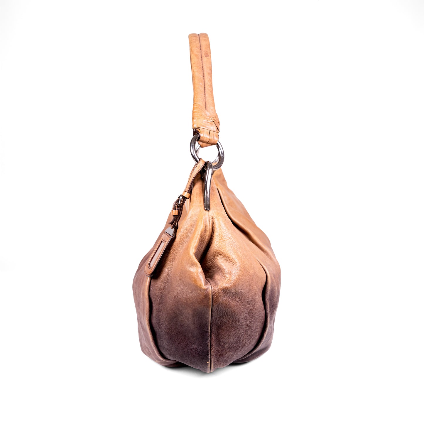 PRADA brown gradient leather hobo bag