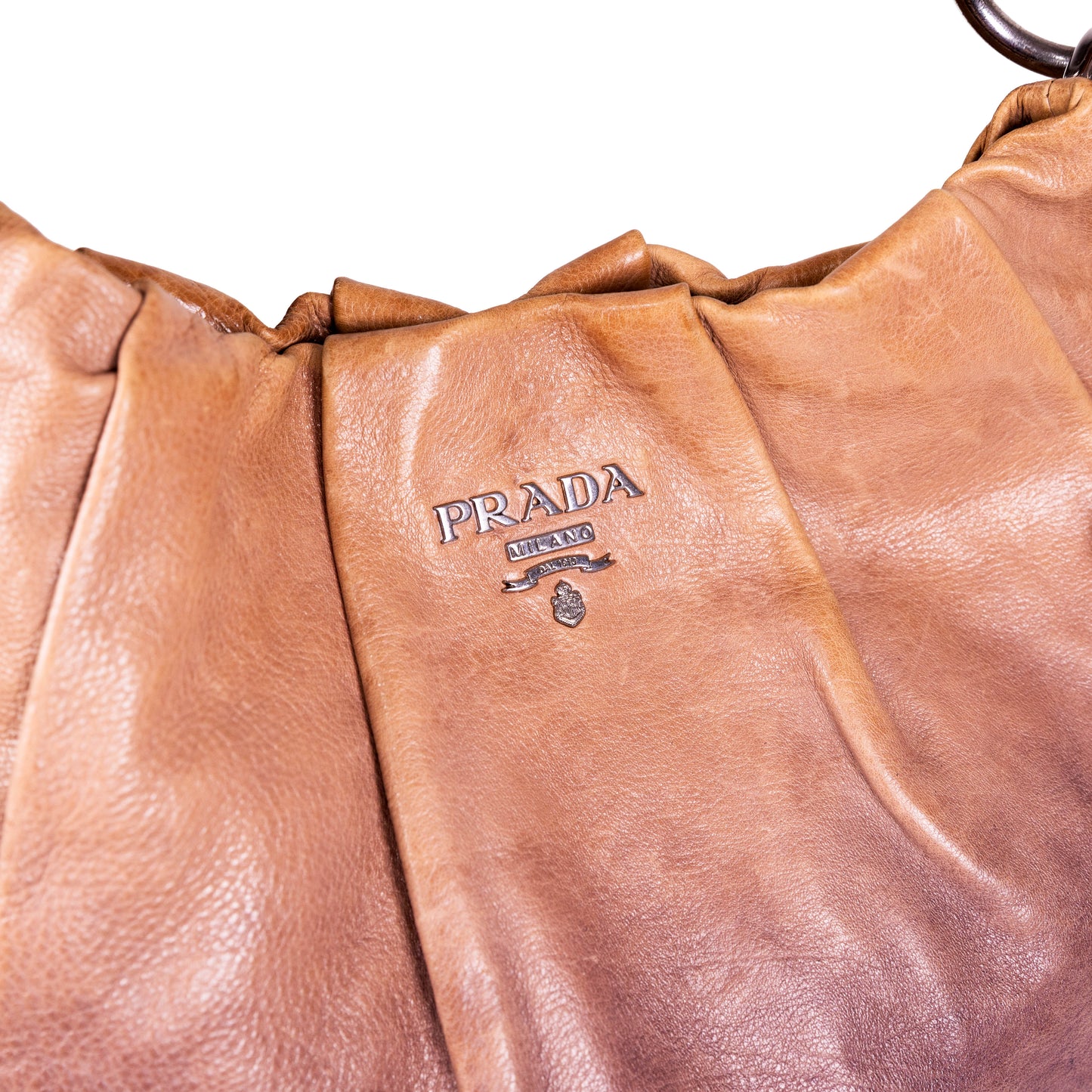 PRADA brown gradient leather hobo bag