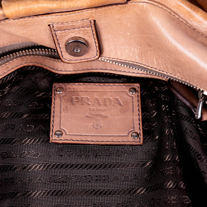 PRADA brown gradient leather hobo bag