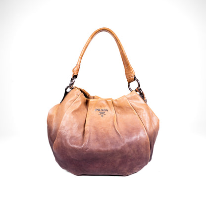 PRADA brown gradient leather hobo bag