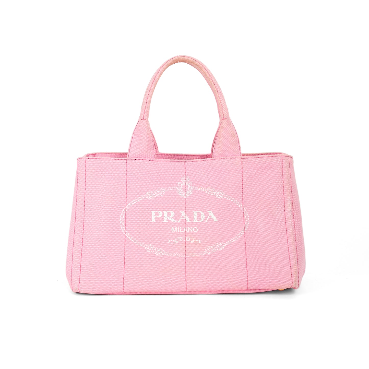 PRADA pink denim canapa tote