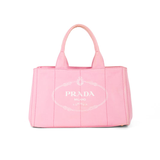 PRADA pink denim canapa tote