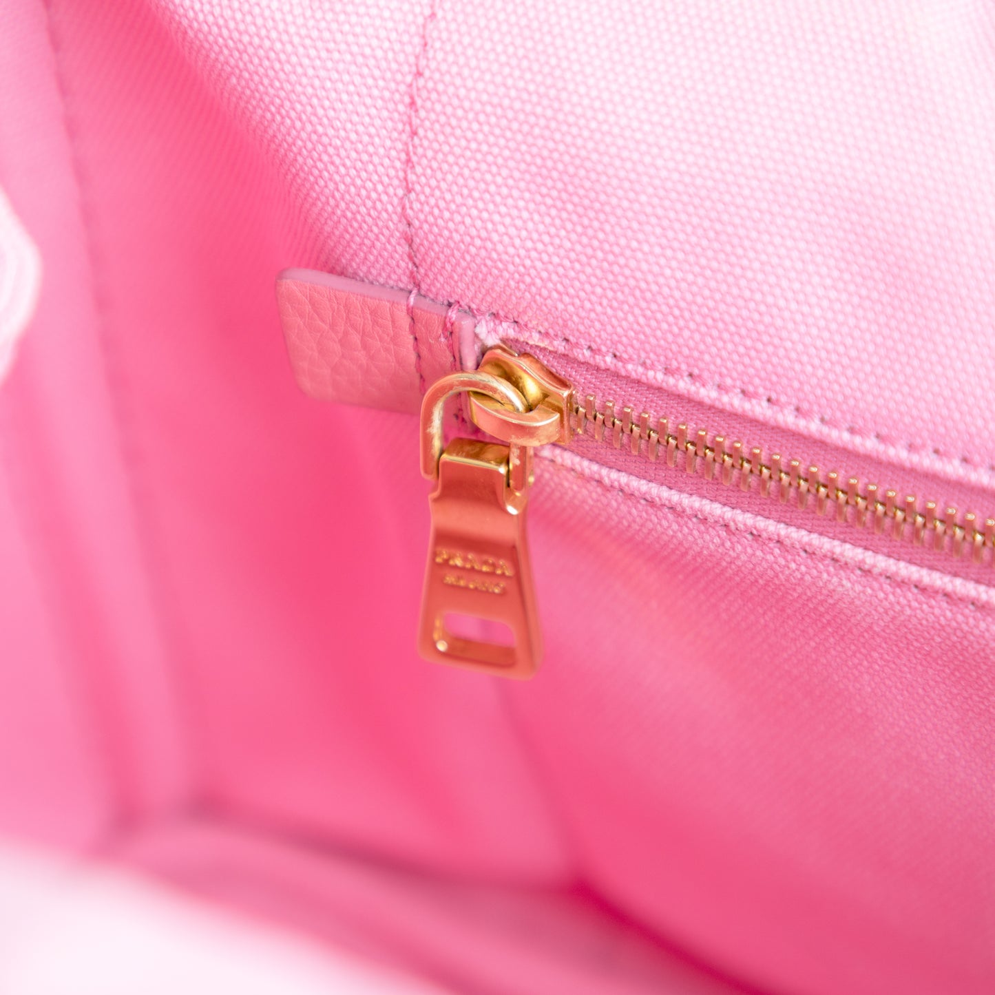 PRADA pink denim canapa tote