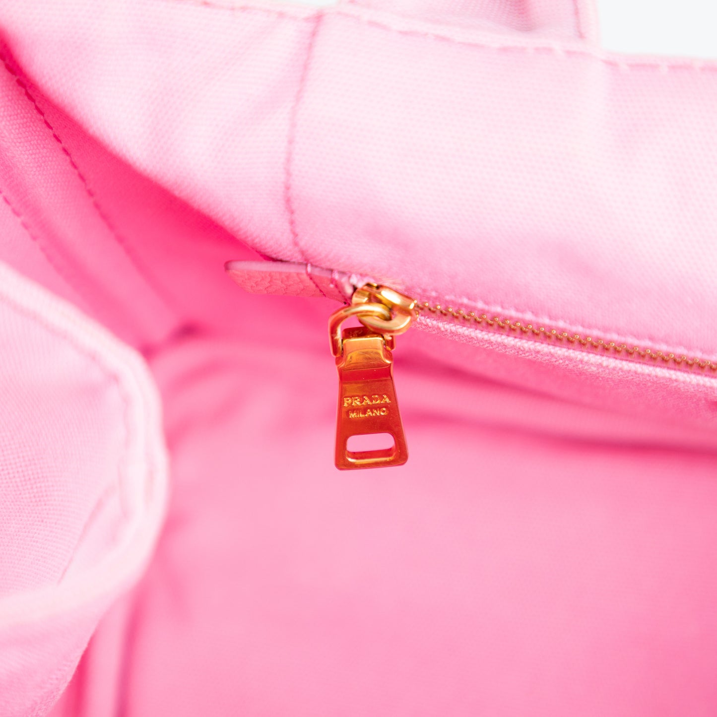 PRADA pink denim canapa tote