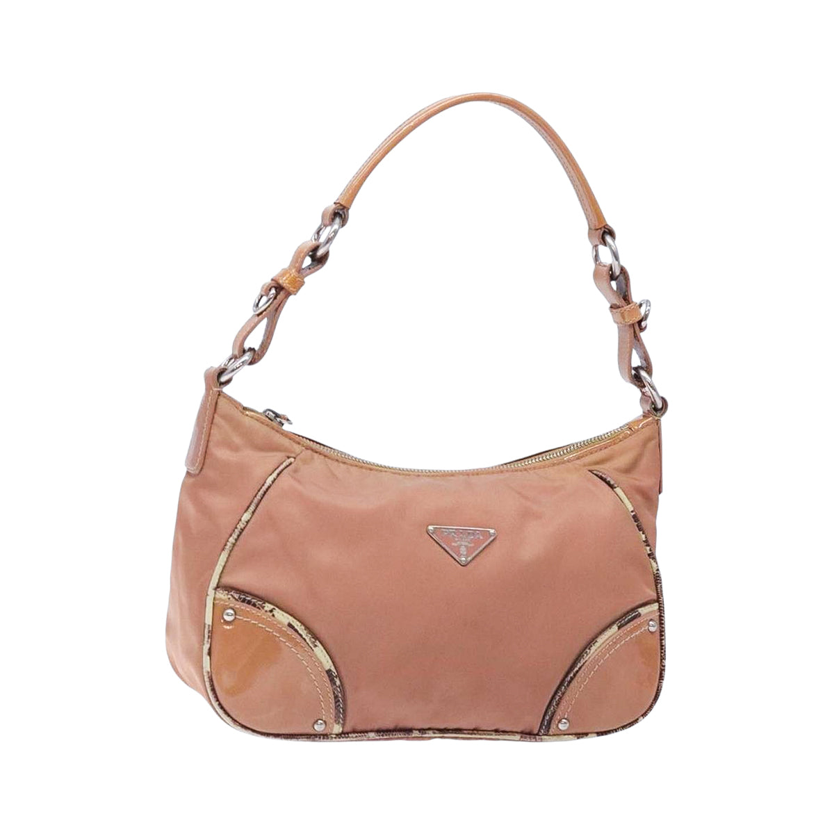 PRADA tessuto nylon vernice hobo cipria