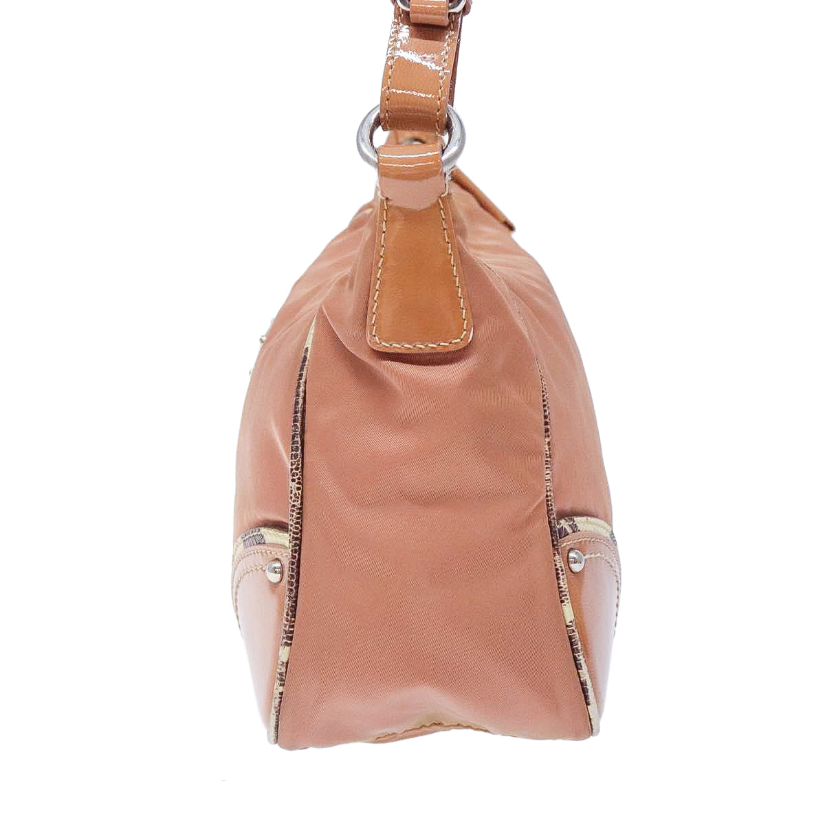 PRADA tessuto nylon vernice hobo cipria