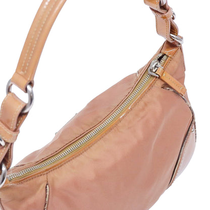 PRADA tessuto nylon vernice hobo cipria