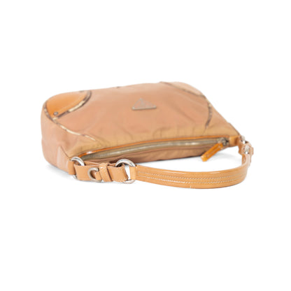 PRADA tessuto nylon vernice hobo cipria