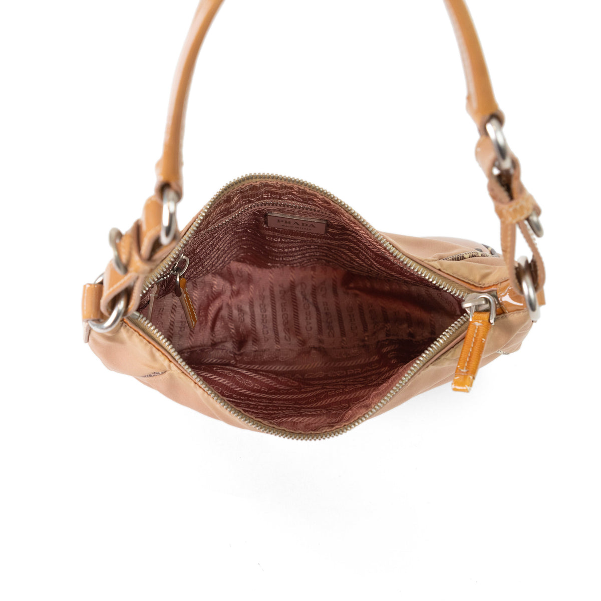 PRADA tessuto nylon vernice hobo cipria