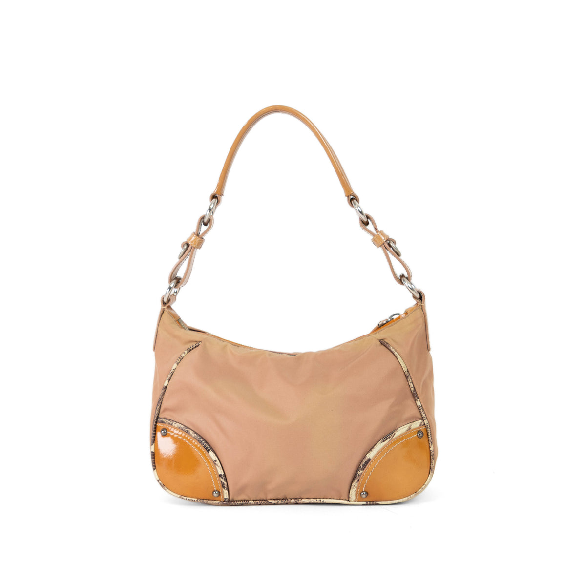 PRADA tessuto nylon vernice hobo cipria