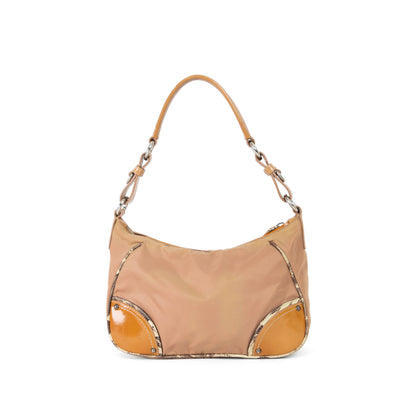 PRADA tessuto nylon vernice hobo cipria