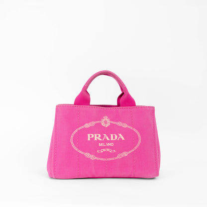 PRADA pink denim mini canapa tote