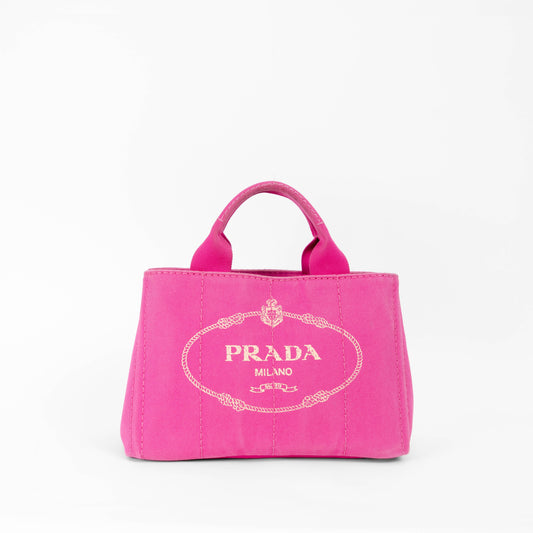 PRADA pink denim mini canapa tote