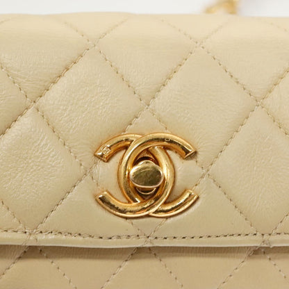 CHANEL beige mini matelasse lambskin shoulderbag