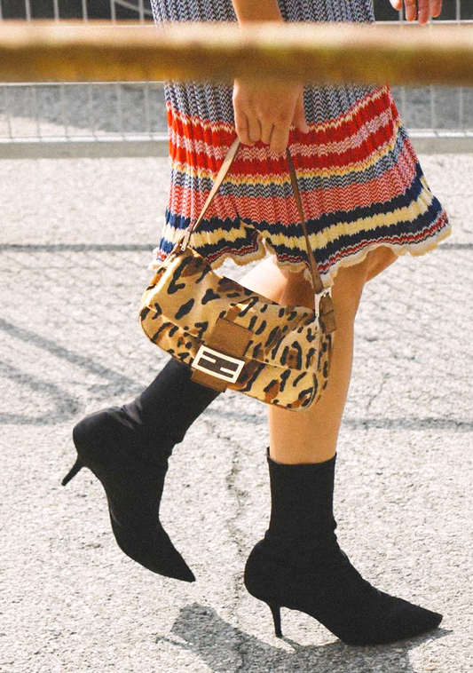 FENDI pony hair leopard print baguette