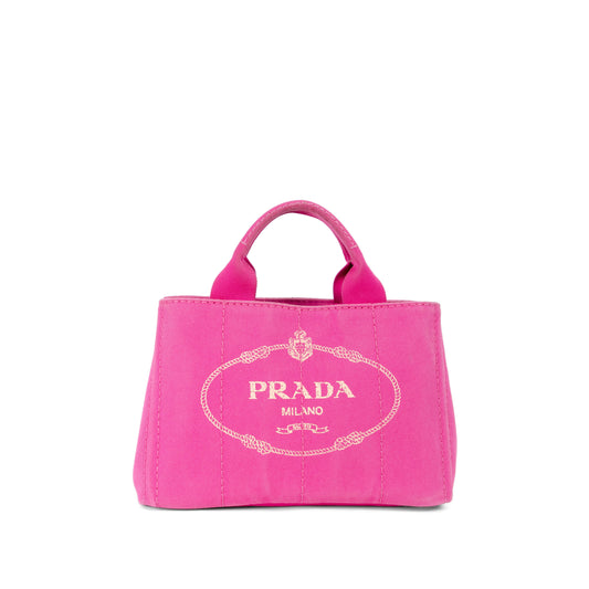 PRADA pink denim mini canapa tote