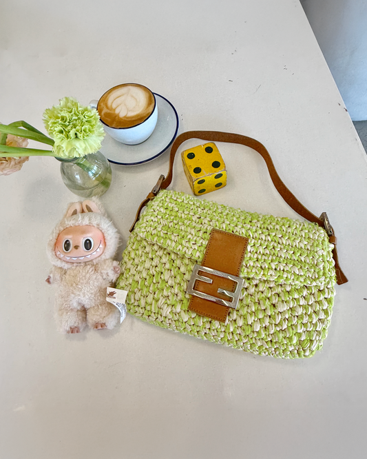 FENDI raffia woven baguette