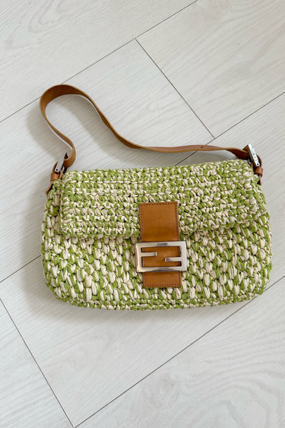 FENDI raffia woven baguette