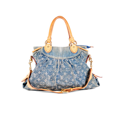 LOUIS VUITTON denim neo cabby mm with shoulder strap