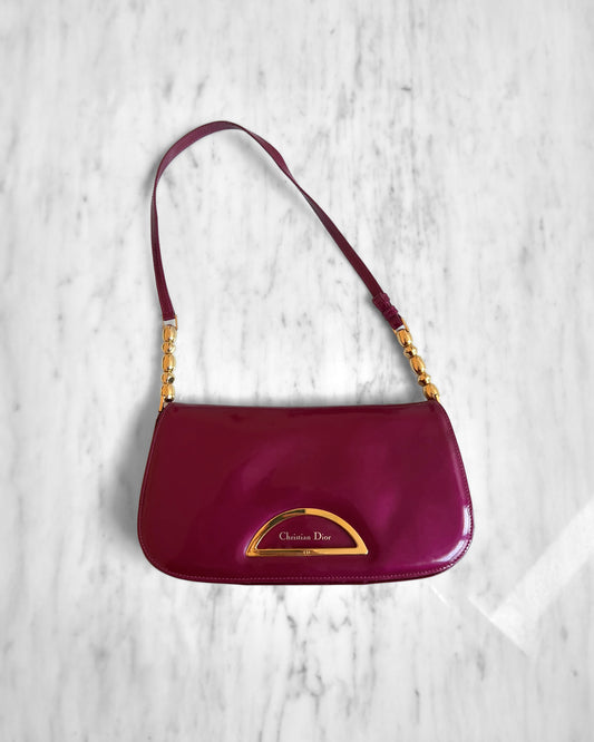 DIOR burgundy malice patent leather bag