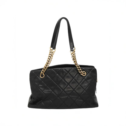 CHANEL lambskin quilted matelasse shoulder tote