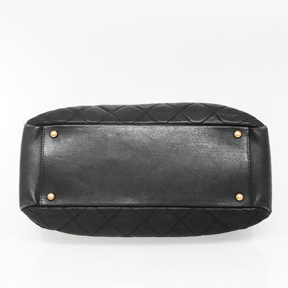 CHANEL lambskin quilted matelasse shoulder tote