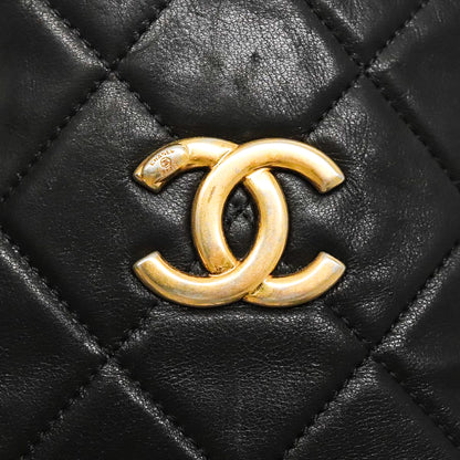 CHANEL lambskin quilted matelasse shoulder tote