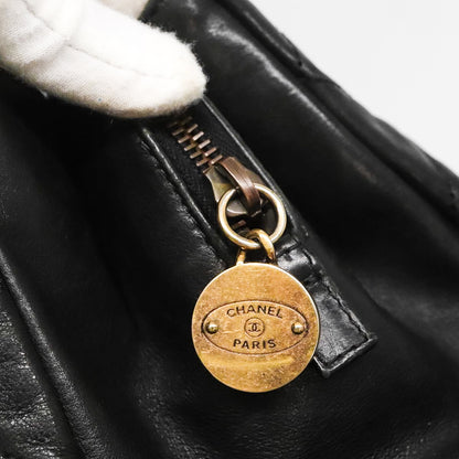 CHANEL lambskin quilted matelasse shoulder tote
