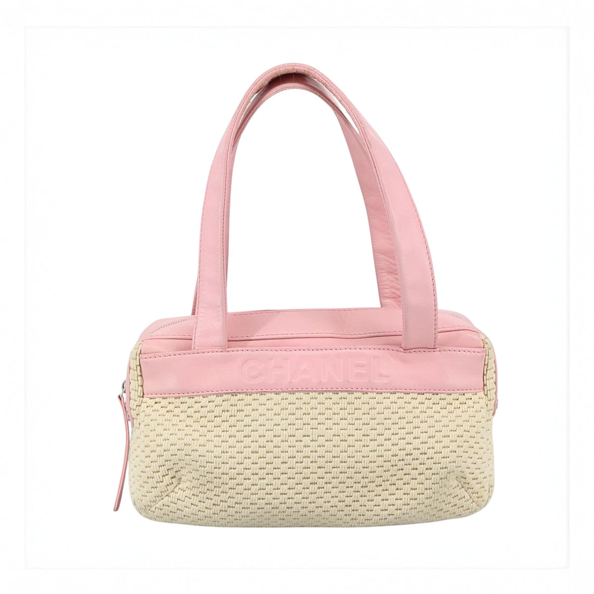 CHANEL Pink Leather & Woven Tote