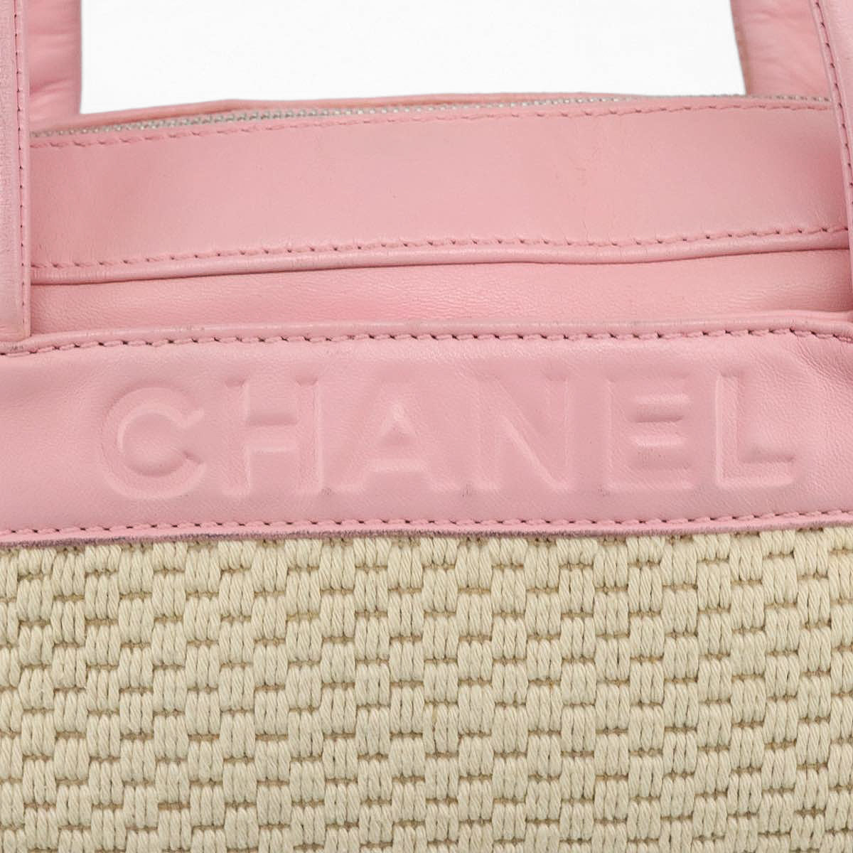 CHANEL Pink Leather & Woven Tote