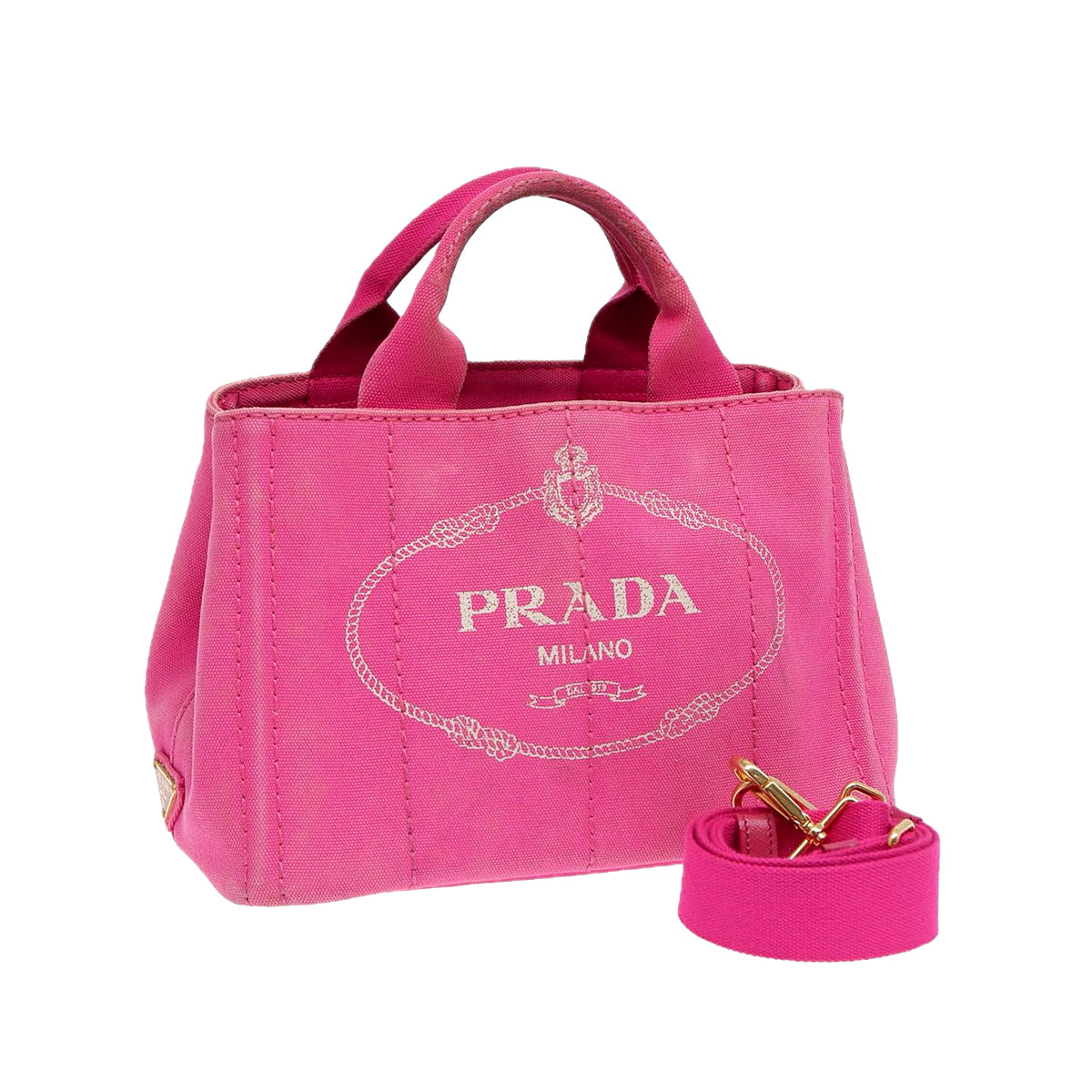 PRADA pink denim canapa tote