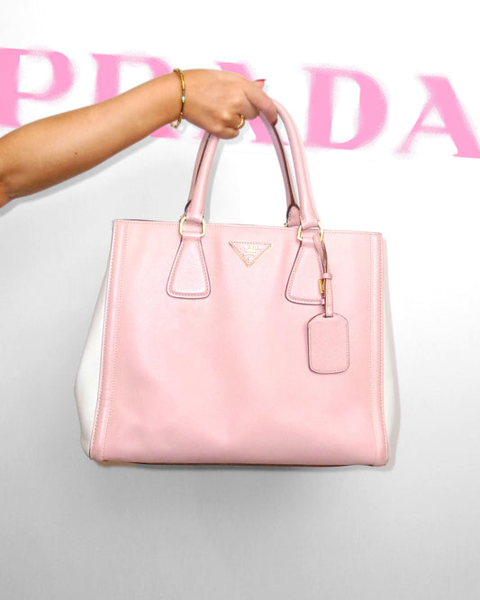 PRADA pink leather galleria handbag